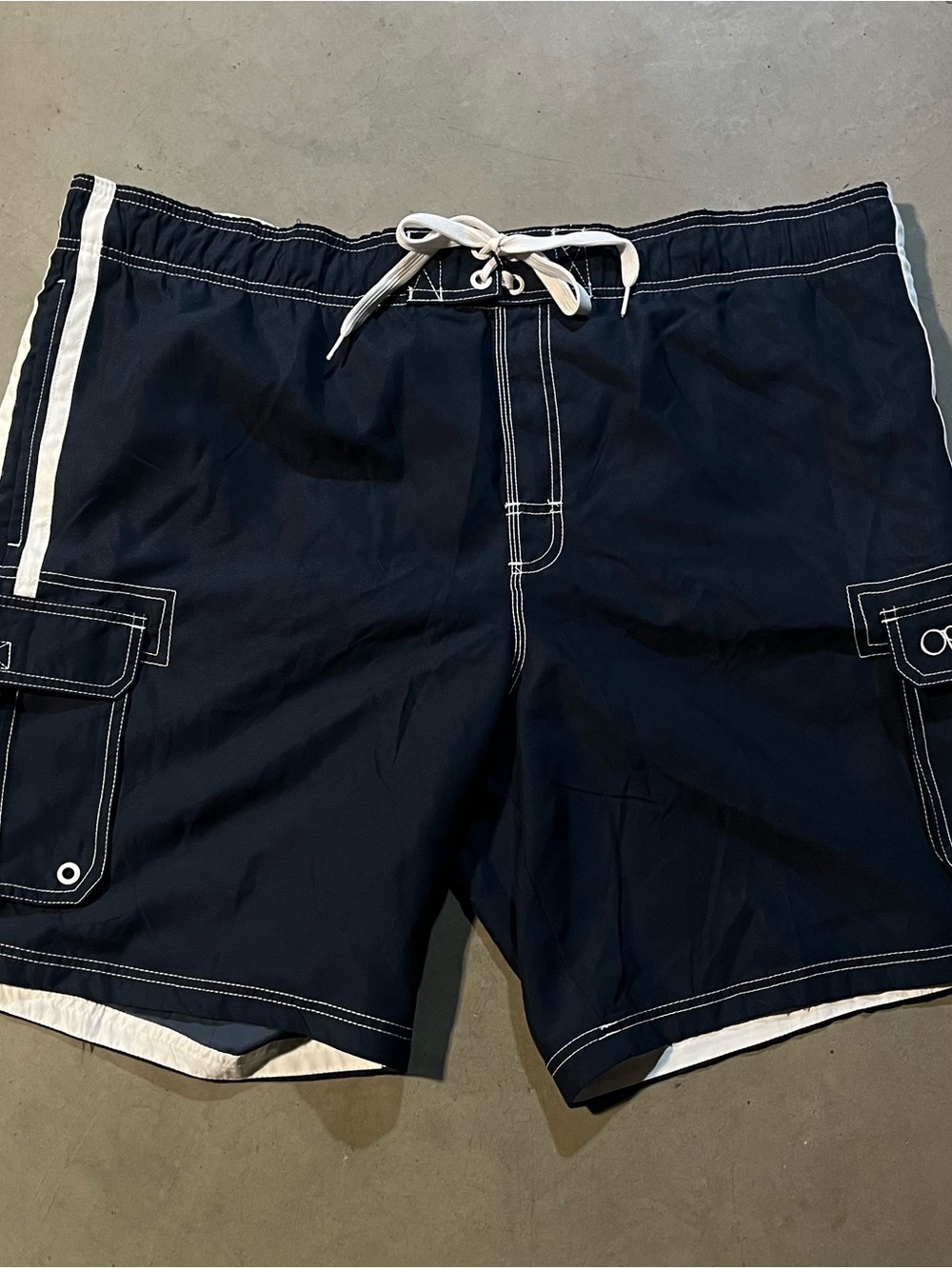 OP Navy and White Y2K Board Shorts